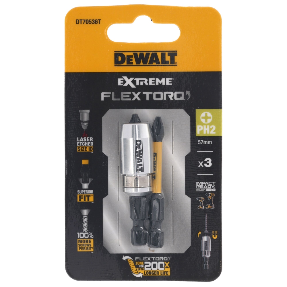 Bague avec 2 embouts Extreme impact-torsion PH2 57 mm  - DT70536T-QZ - DEWALT