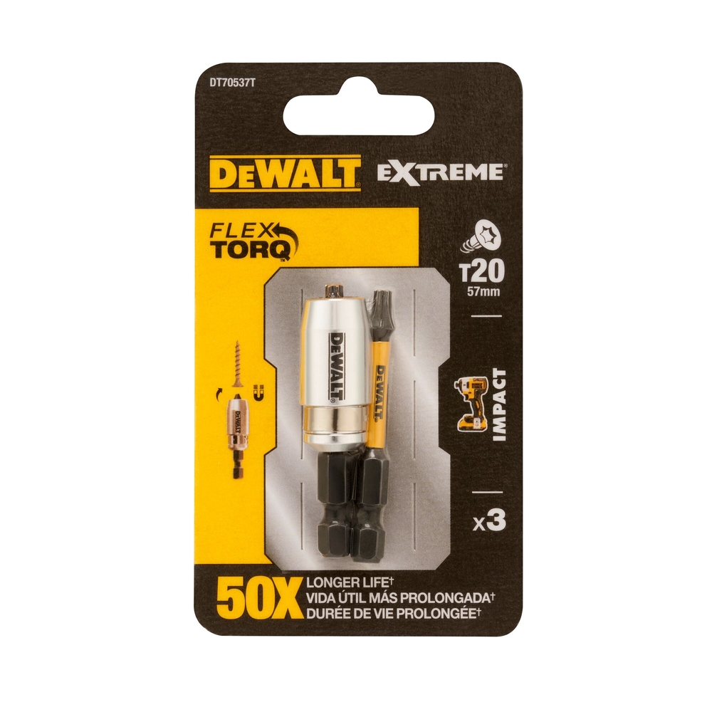 Bague avec 2 embouts Extreme impact-torsion T25 57 mm  - DT70538T-QZ - DEWALT