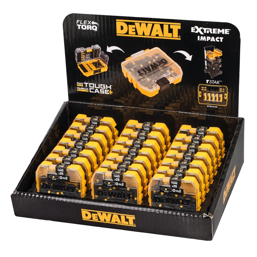 25 embouts de vissage impact-torsion PH2 en boite Tic Tac - DT70555T-QZ - DEWALT