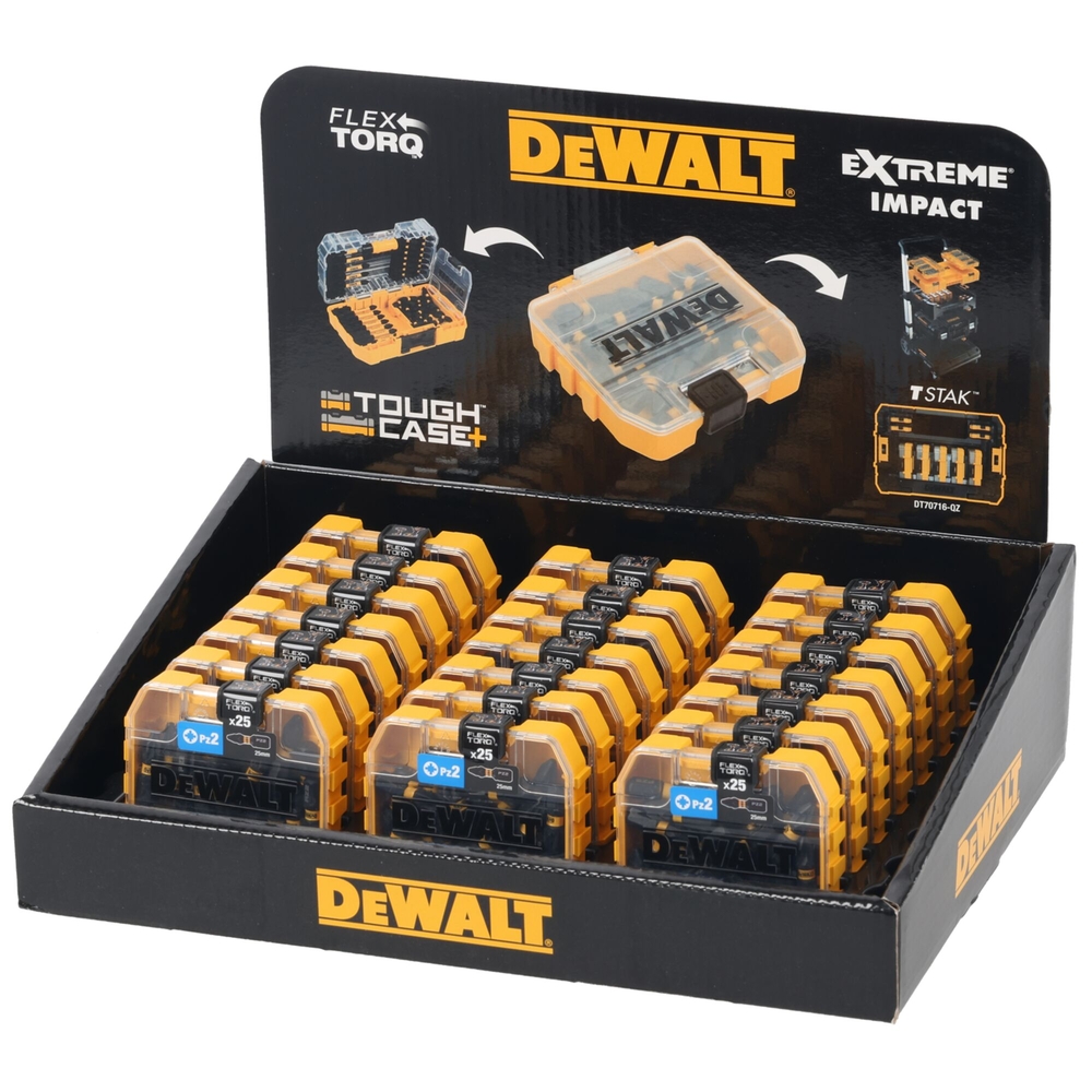25 embouts de vissage impact-torsion PZ2 en boite Tic Tac - DT70556T-QZ - DEWALT