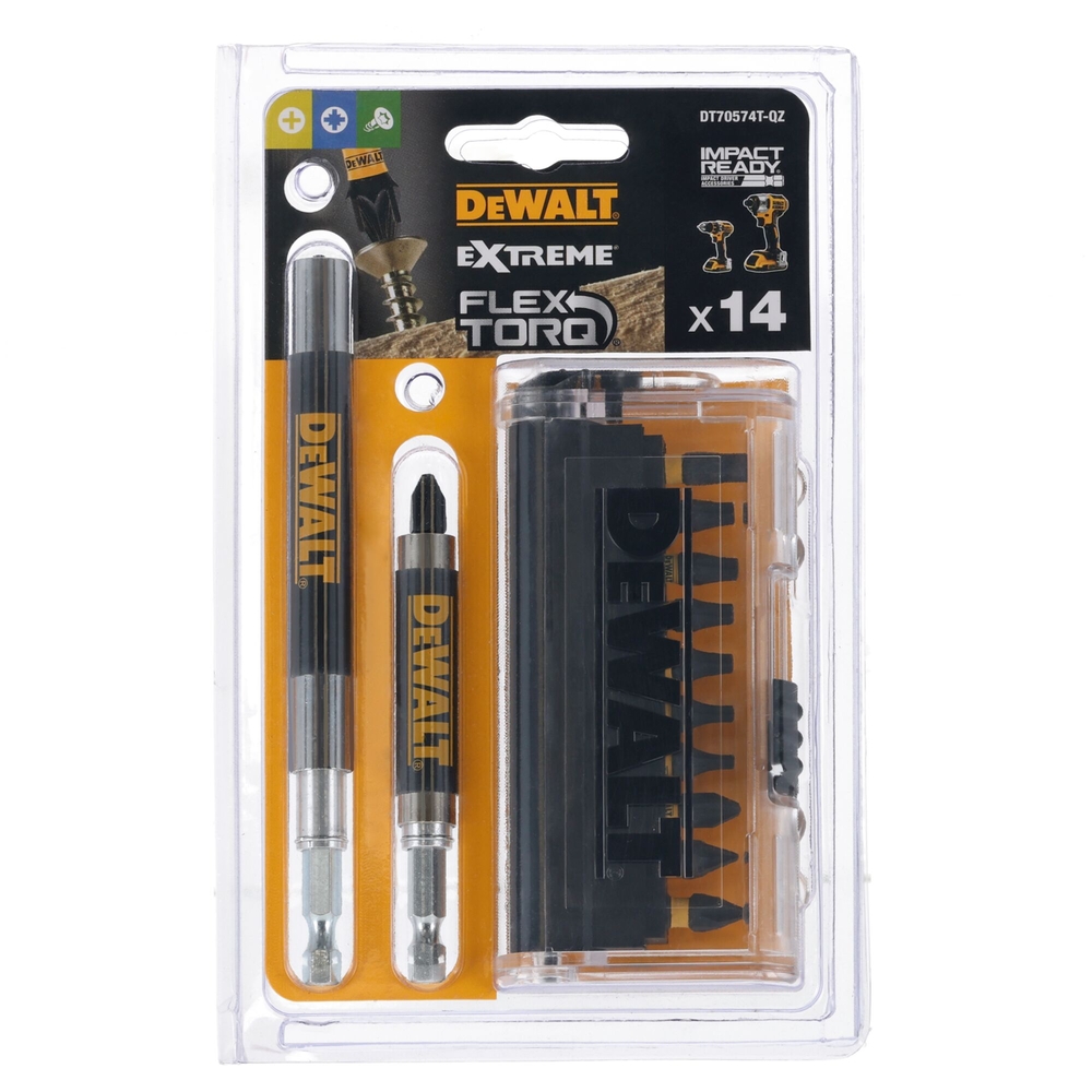 Coffret 14 pièces avec embouts de vissage impact-torsion 25 mm - DT70574T-QZ - DEWALT