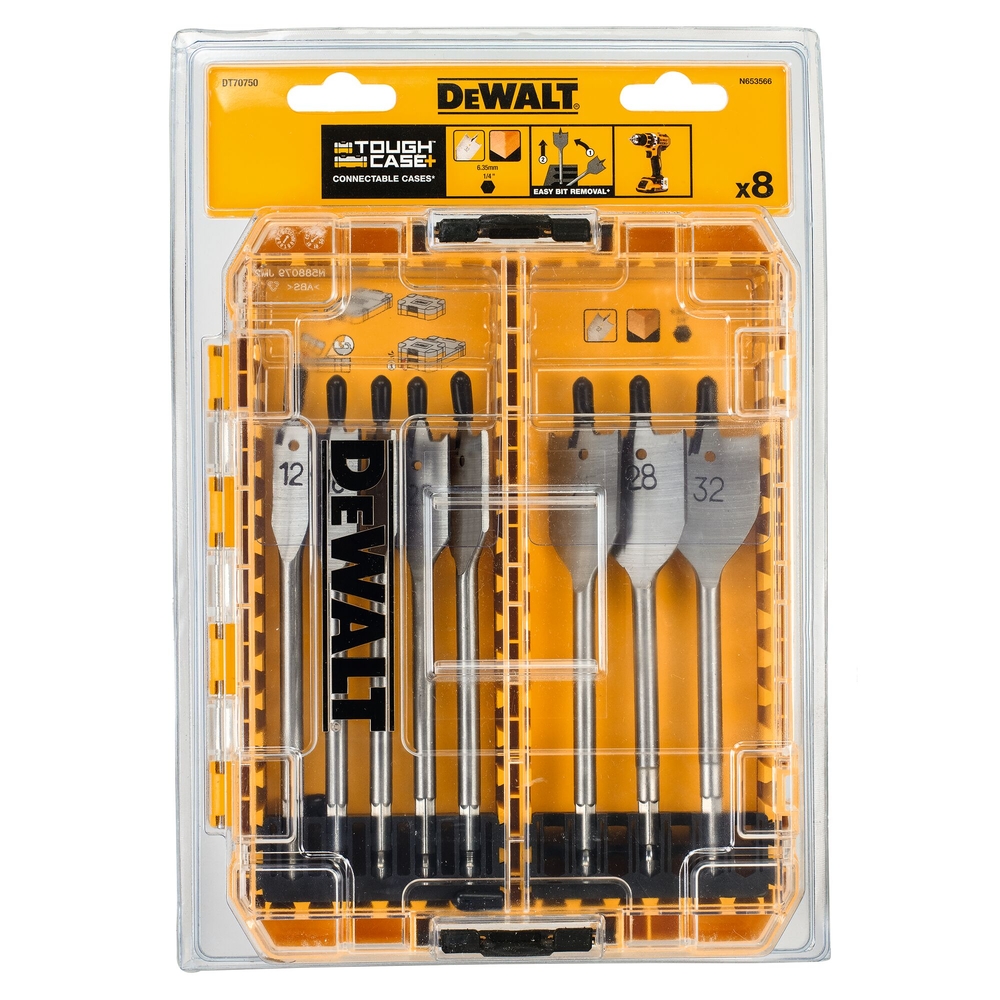 Moyen Coffret TOUGHCASE bois 8 pièces mèches plates - DT70750-QZ - DEWALT