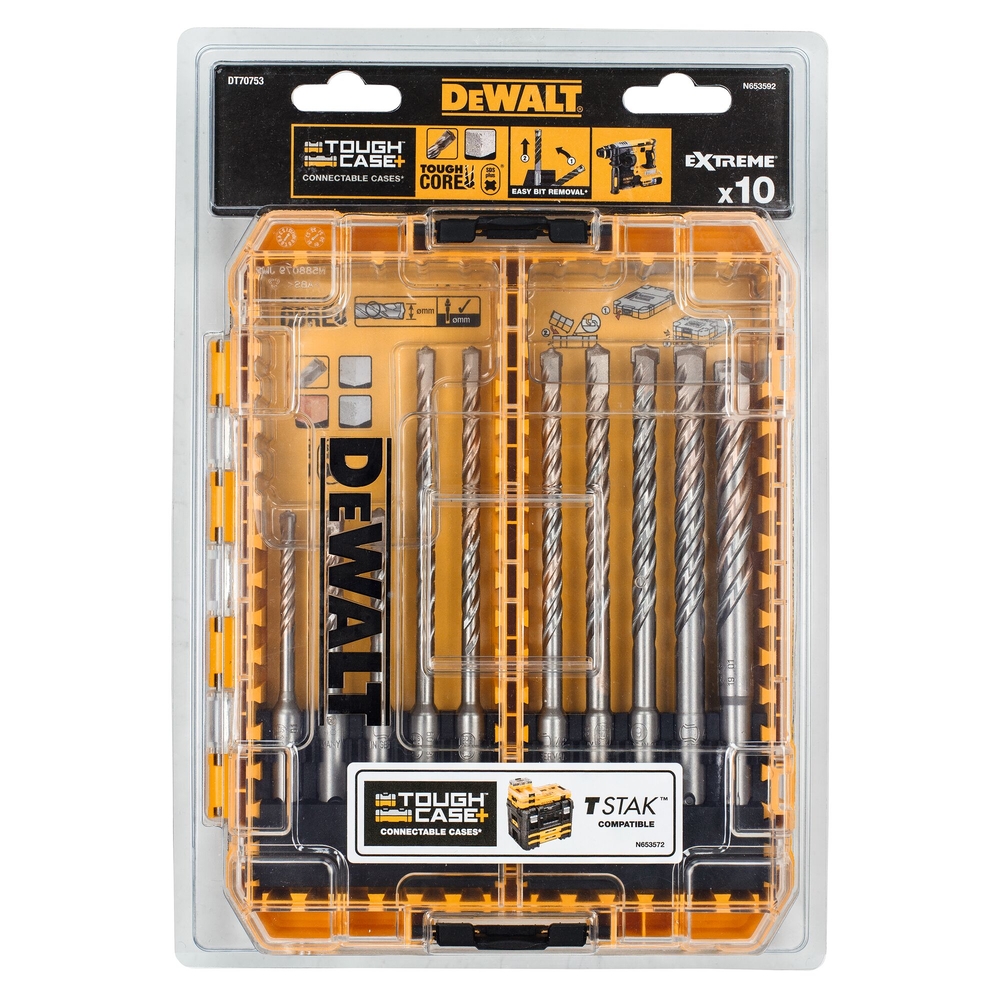 Moyen Coffret TOUGHCASE béton SDS-Plus Extreme 10 pièces - DT70753-QZ - DEWALT