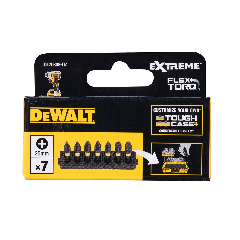 Barrette de 7 embouts de vissage Phillips impact-torsion 25 mm - DT70808-QZ - DEWALT