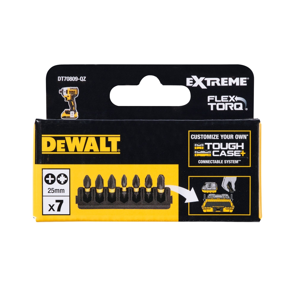 Barrette de 7 embouts de vissage Phillips/Pozidriv impact-torsion 25 mm - DT70809-QZ - DEWALT