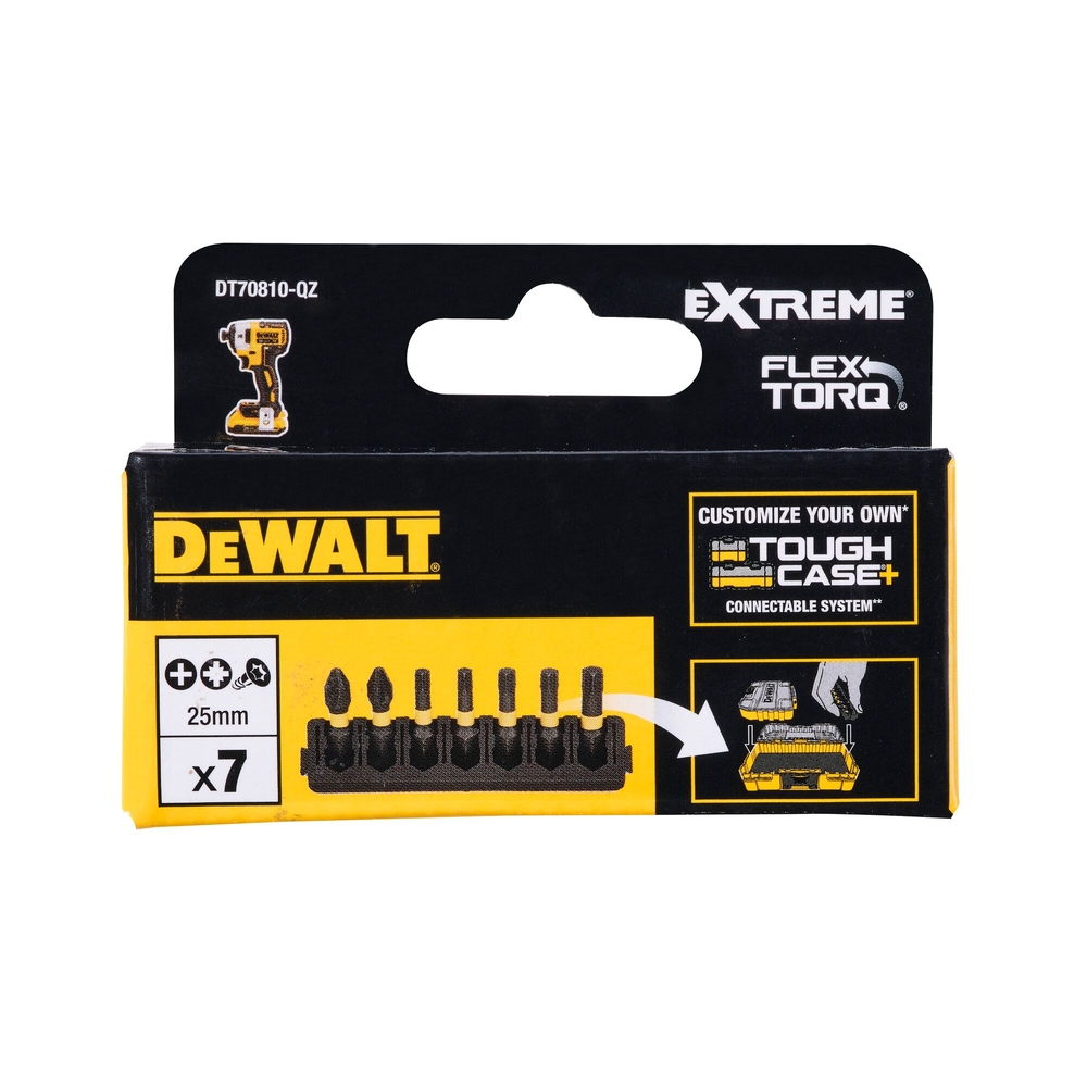 Barrette de 7 embouts de vissage Phillips/Pozidriv/Torx impact-torsion 25 mm - DT70810-QZ - DEWALT