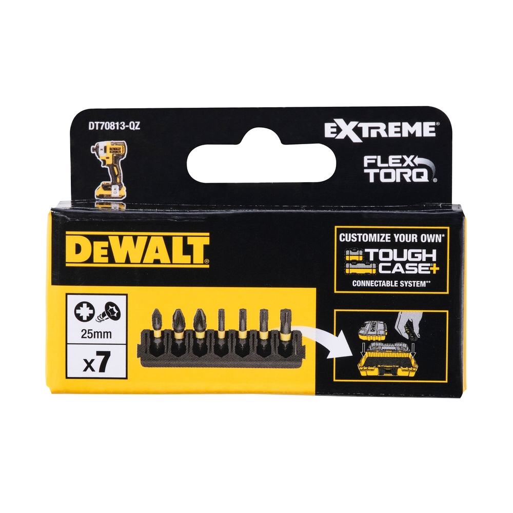 Barrette de 7 embouts de vissage Phillips/Torx impact-torsion 25 mm - DT70813-QZ - DEWALT