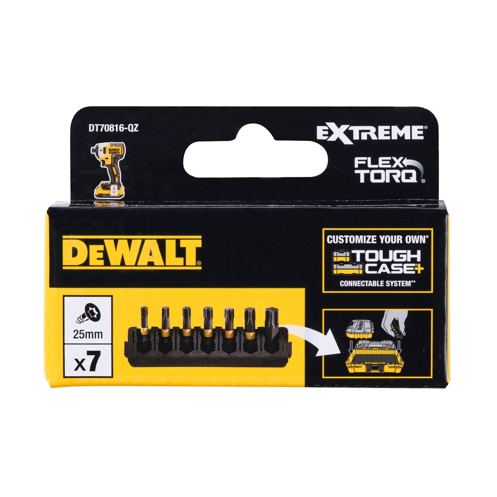 Barrette de 7 embouts de vissage Torx impact-torsion 25 mm - DT70816-QZ - DEWALT
