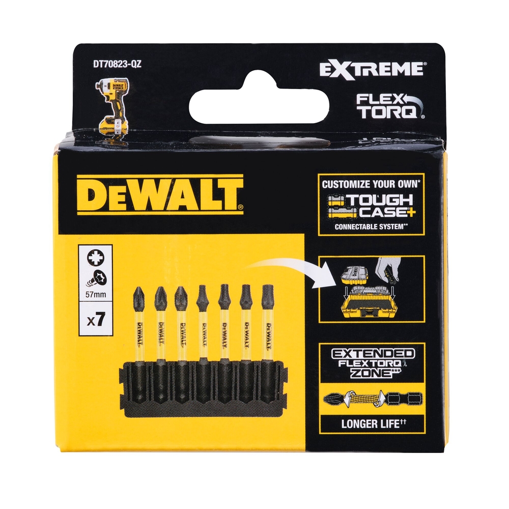 Barrette de 7 embouts de vissage Phillips/Torx Flextorq 57 mm - DT70823-QZ - DEWALT