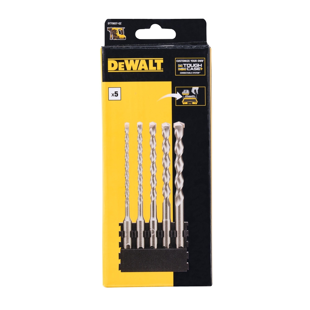 Barrette de 5 forets SDS+  5x160 mm / 6x160 mm / 8x160 mm / 10x160 mm / 12x160 mm - DT70837-QZ - DEWALT