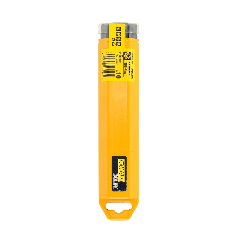 Foret béton SDS-Plus carbure XLR 4 taillants par 10 pièces 6 x 150 x 210 mm - DT8957-QZ - DEWALT