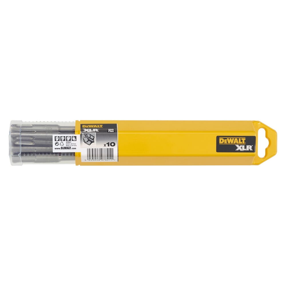 Foret béton SDS-Plus carbure XLR 4 taillants par 10 pièces 10 x 150 x 210 mm - DT8968-QZ - DEWALT