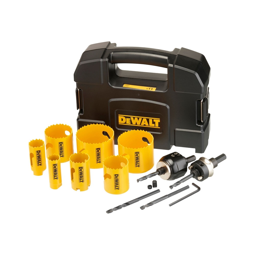 Coffret 7 scies cloche + petit et large mandrin QUICK CHANGE et 2 mèches pilotes - DT90353-QZ - DEWALT