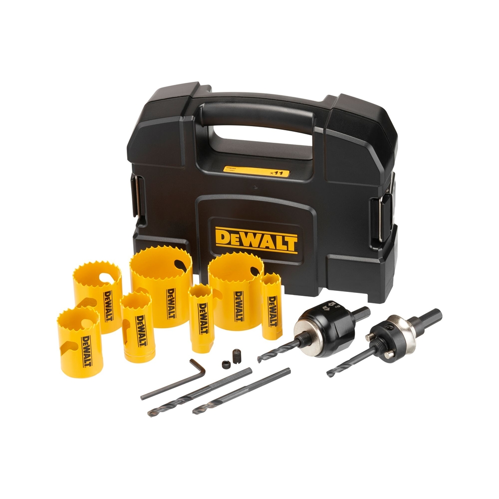 Coffret 7 scies cloche + petit et large mandrin QUICK CHANGE et 2 mèches pilotes - DT90355-QZ - DEWALT