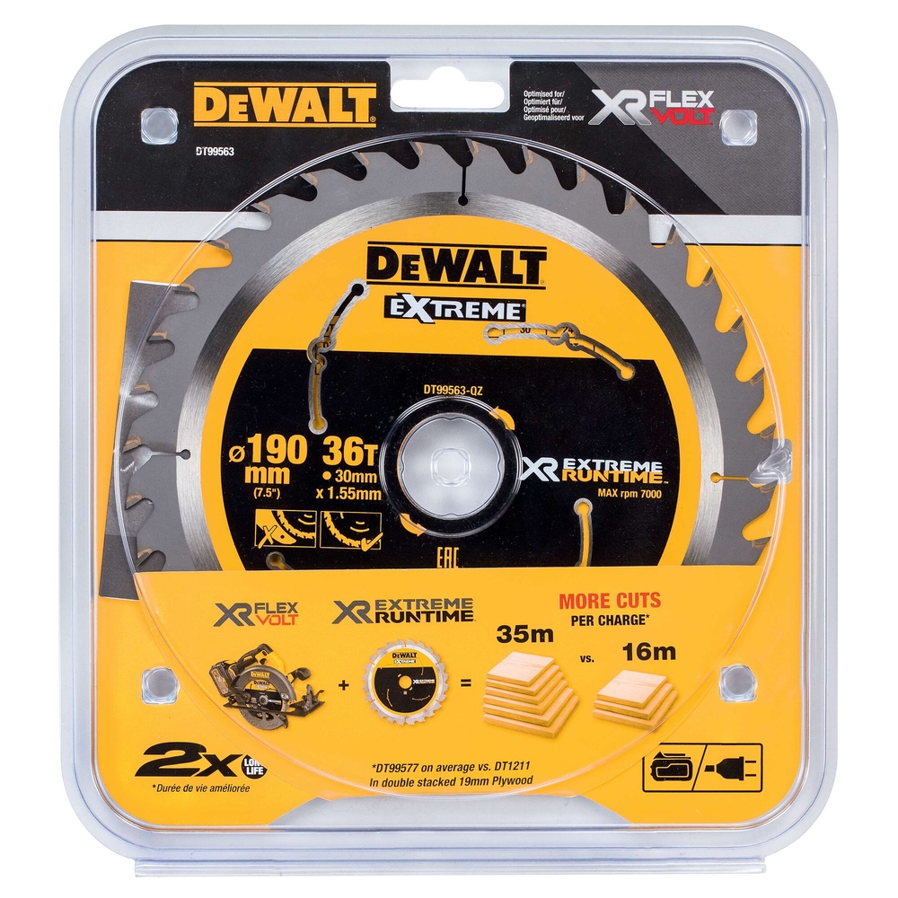Lame de scie circulaire 190x30 mm, 36 dents, ATB/tronçonnage, angle d'attaque 25 - DT99563-QZ - DEWALT