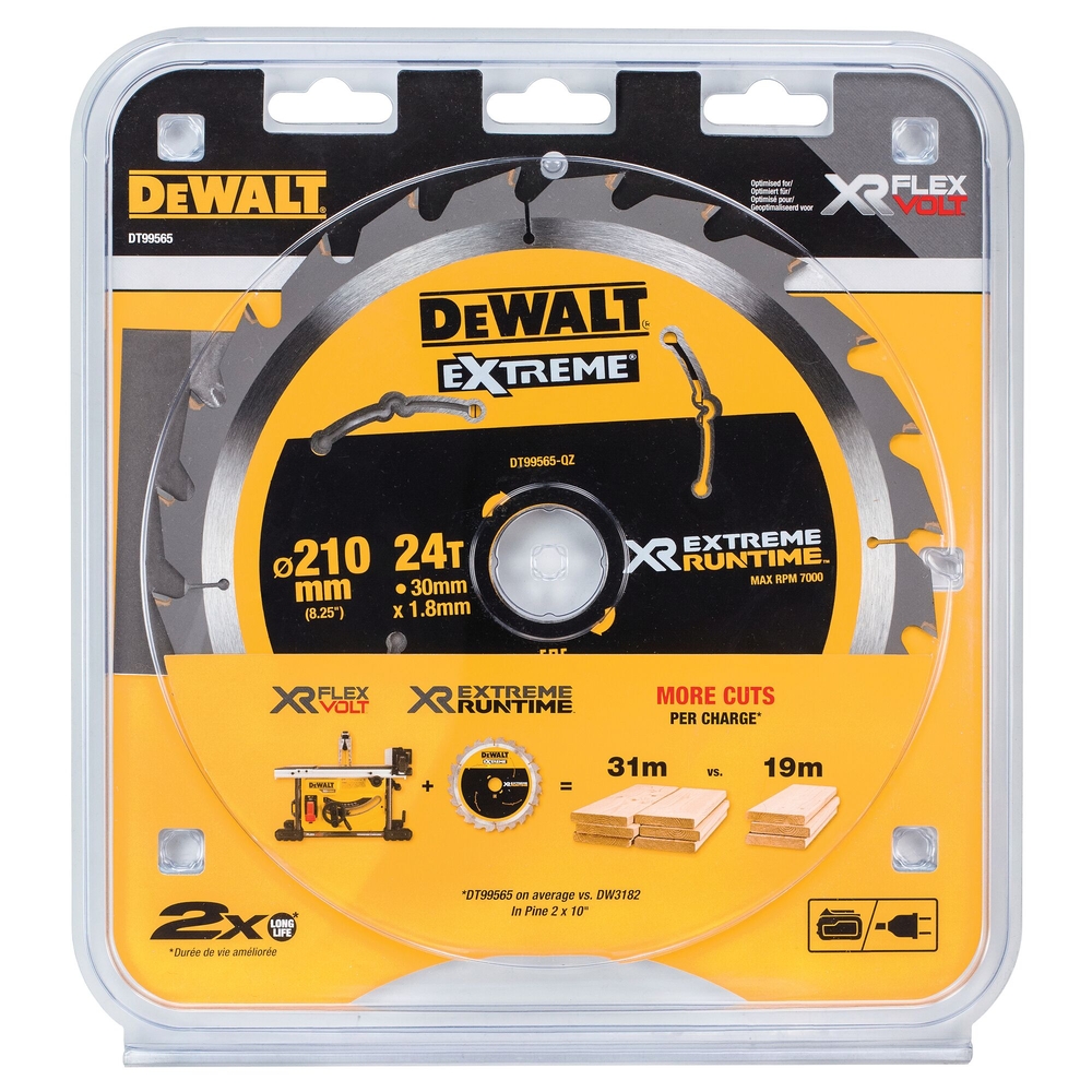Lame de scie circulaire stationnaire carbure XR Runtime, 210 x 30 mm, 24 dents - DT99565-QZ - DEWALT