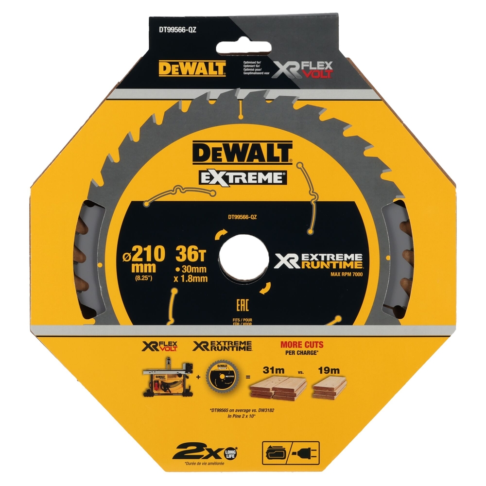 Lame de scie circulaire stationnaire carbure XR Runtime, 210 x 30 mm, 36 dents - DT99566-QZ - DEWALT