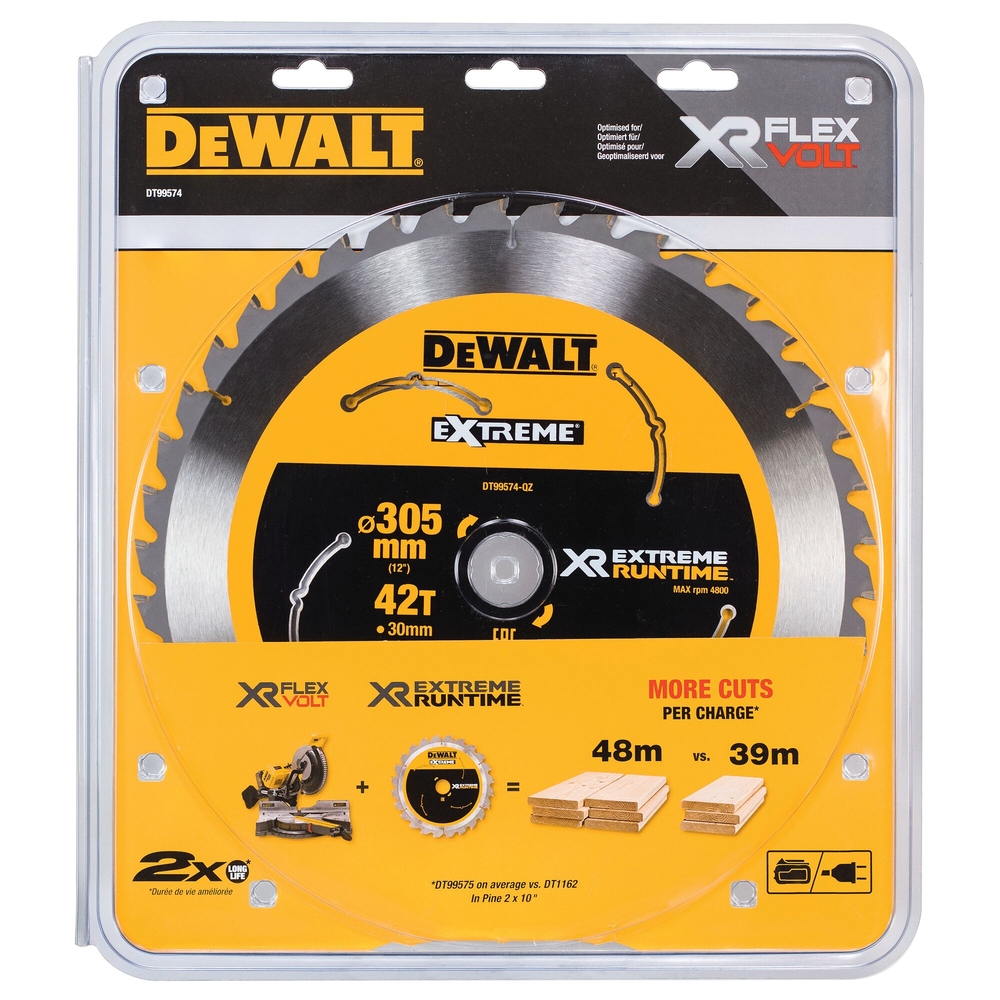 Lame de scie circulaire stationnaire carbure XR Runtime, 305 x 30 mm, 42 dents - DT99574-QZ - DEWALT