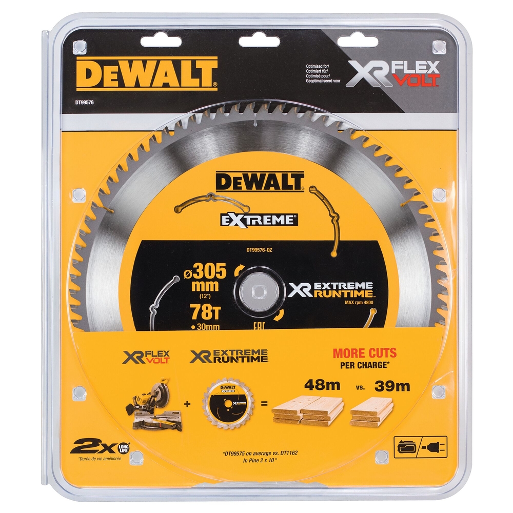 Lame de scie circulaire stationnaire carbure XR Runtime, 305 x 30 mm, 78 dents - DT99576-QZ - DEWALT
