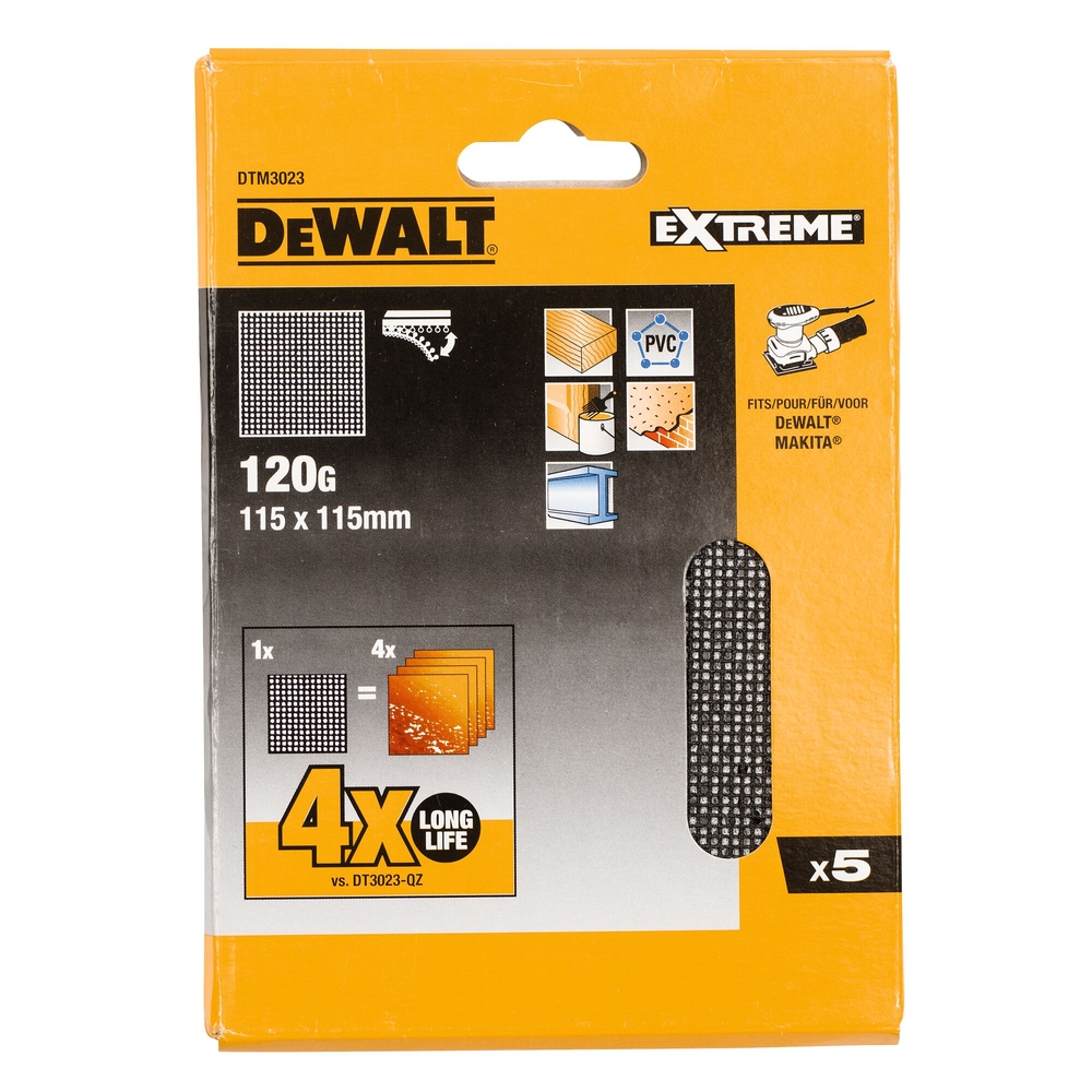 1/4 feuille abrasive velcro - structure en maille durée de vie extra longue x4 - DTM3023-QZ - DEWALT