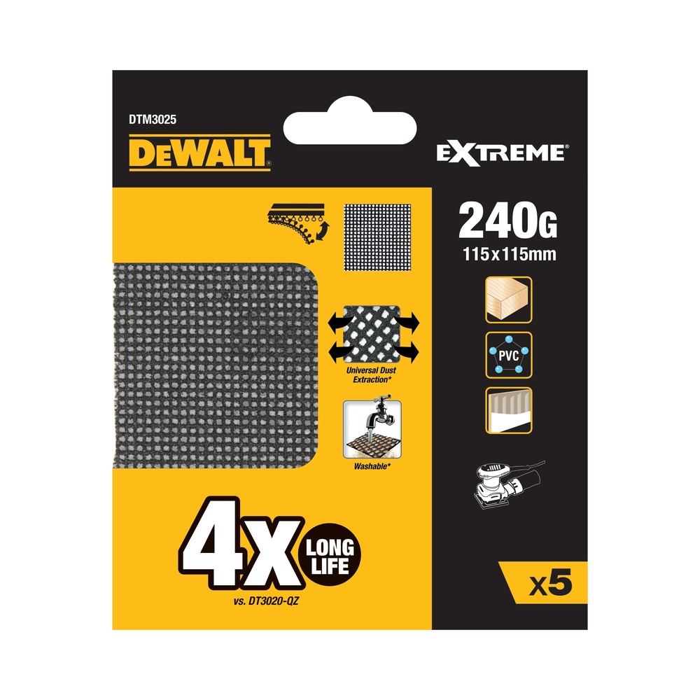 1/4 feuille abrasive velcro - structure en maille durée de vie extra longue x4 - DTM3025-QZ - DEWALT