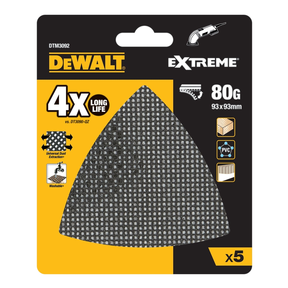 Abrasif velcro section maille 80 - durée de vie x4 pour multi-cutter - DTM3092-QZ - DEWALT