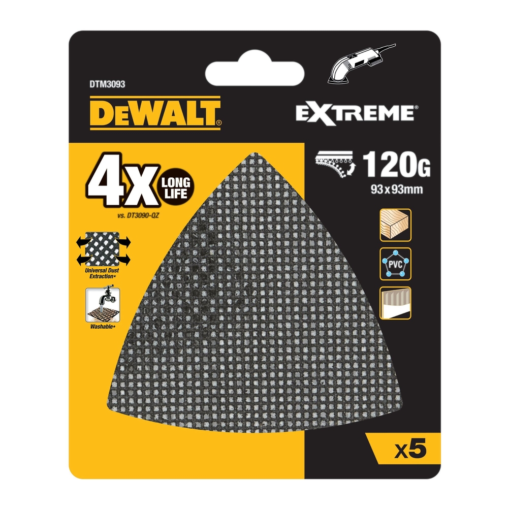 Abrasif velcro section maille 120 - durée de vie x4 pour multi-cutter - DTM3093-QZ - DEWALT