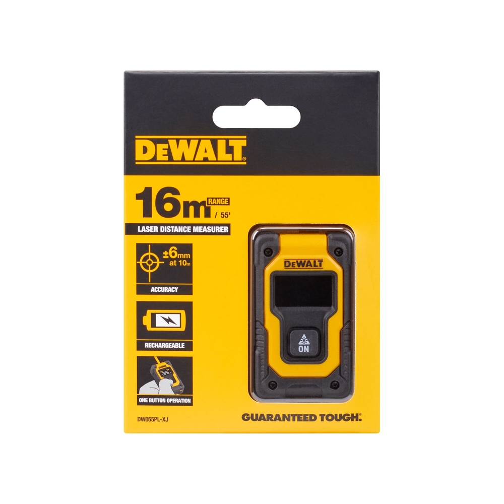 Télémètre de poche 16 m - batterie 3,7 V Li-ion intégrée, câble USB - DW055PL-XJ - DEWALT
