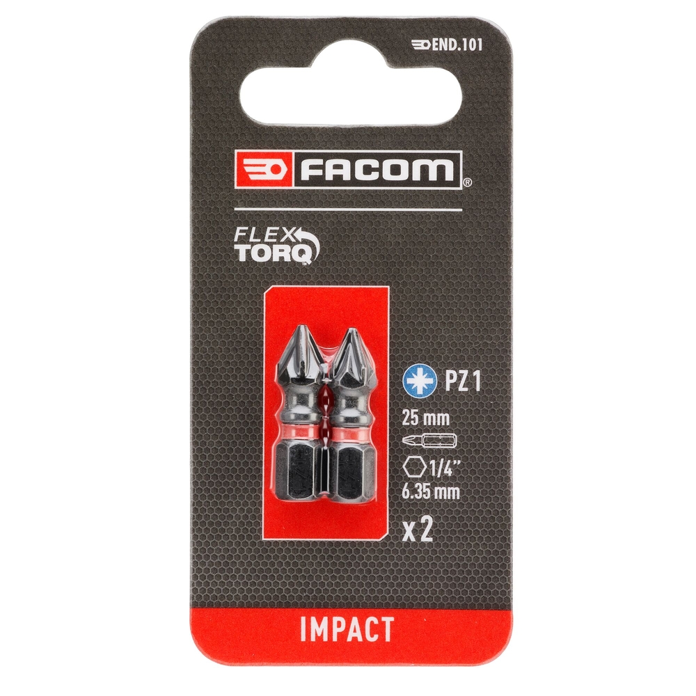 2 embouts PZ1 25 mm pour tournevis à frapper - FACOM - END.101