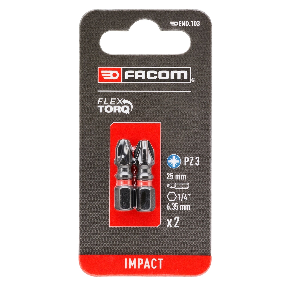 2 embouts PZ3 25 mm pour tournevis à frapper - FACOM - END.103