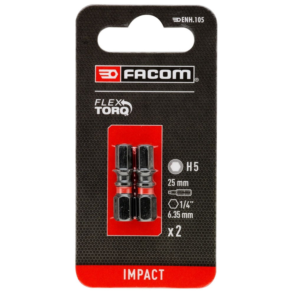2 embouts 25 mm 6 pans 5mm pour tournevis à impact - FACOM - ENH.105