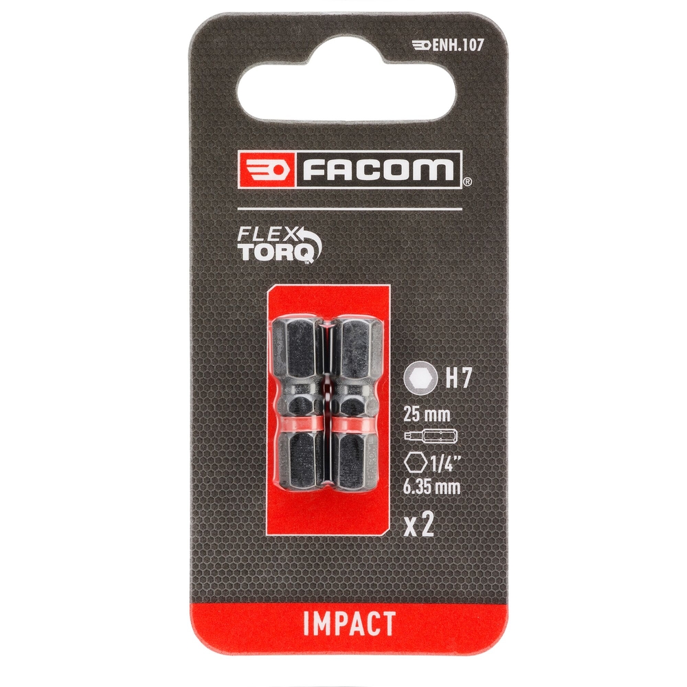 2 embouts 25 mm 6 pans 7mm pour tournevis à impact - FACOM - ENH.107