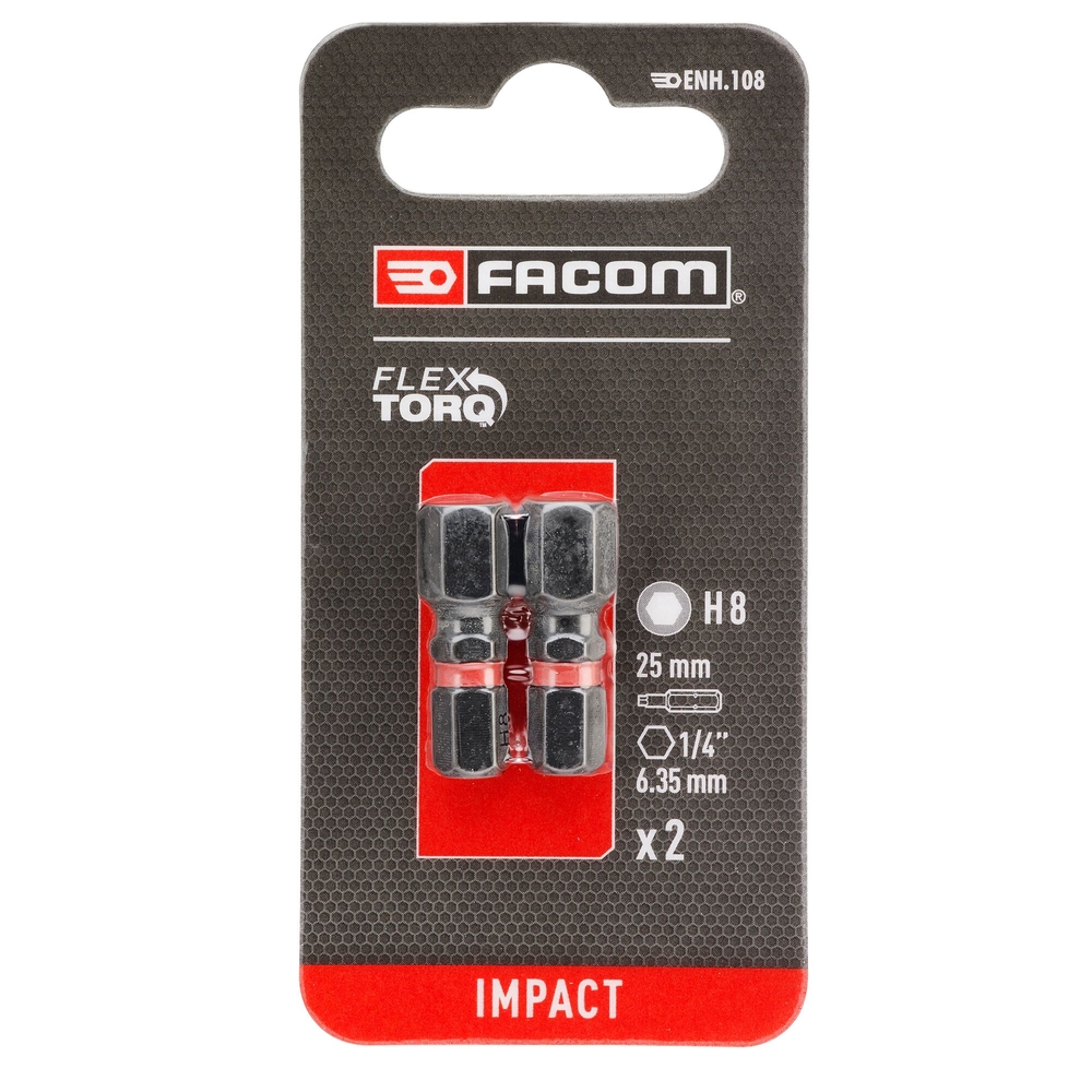 2 embouts 25 mm 6 pans 8mm pour tournevis à impact - FACOM - ENH.108