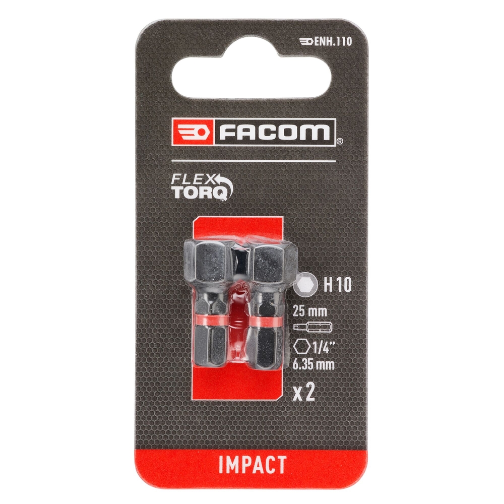 2 embouts 25 mm 6 pans 10mm pour tournevis à impact - FACOM - ENH.110