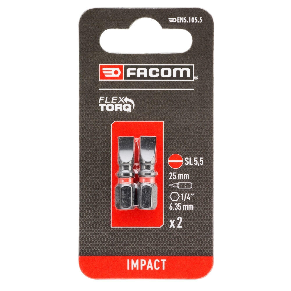 3 embouts 25 mm plats 5,5 mm impact - FACOM - ENS.105.5