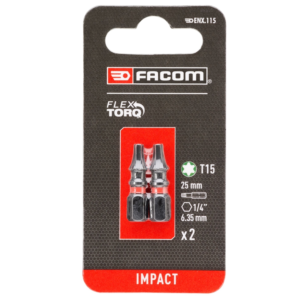 2 embouts 25 mm Torx T15 impact - FACOM - ENX.115