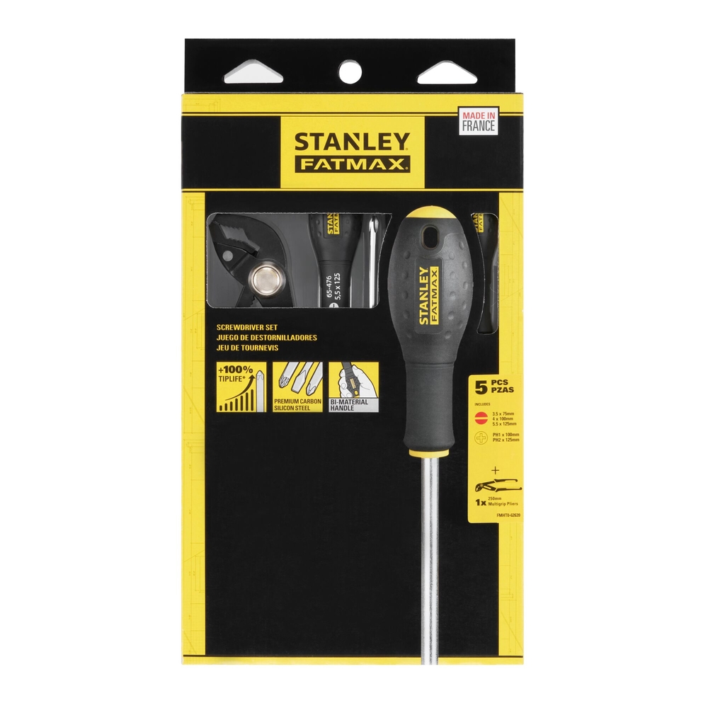 Pince multiprise verrouillage 250mm + tournevis d'électricien + Phillips - 6 pcs - FMHT0-62639 - STANLEY FATMAX