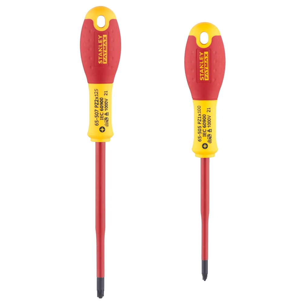 Tournevis borniers isolés 1000 V PZ1 x 100 mm et PZ2 x 125 mm - jeu de 2 pièces - FMHT0-62649 - STANLEY FATMAX