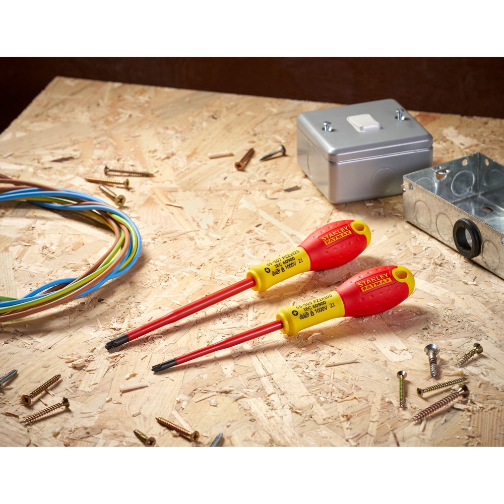 Tournevis borniers isolés 1000 V PZ1 x 100 mm et PZ2 x 125 mm - jeu de 2 pièces - FMHT0-62649 - STANLEY FATMAX