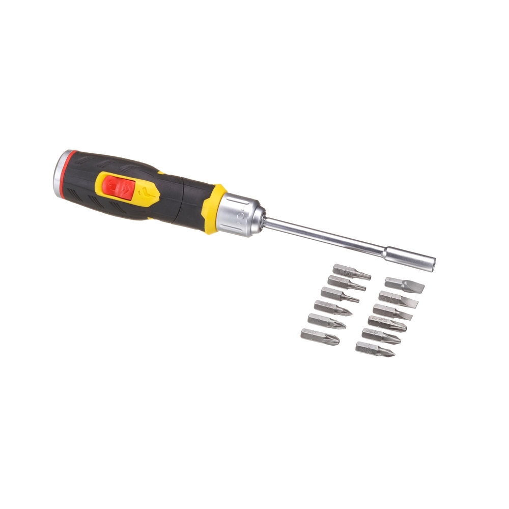 Maxi tournevis porte-embouts revolver à cliquet + 12 embouts + râtelier - FMHT0-62691 - STANLEY FATMAX