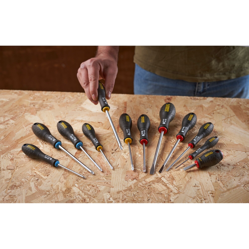Tournevis d'électricien + mécanicien + Phillips + Pozidriv - 12 pièces - Fatmax - FMHT65426-0 - STANLEY FATMAX