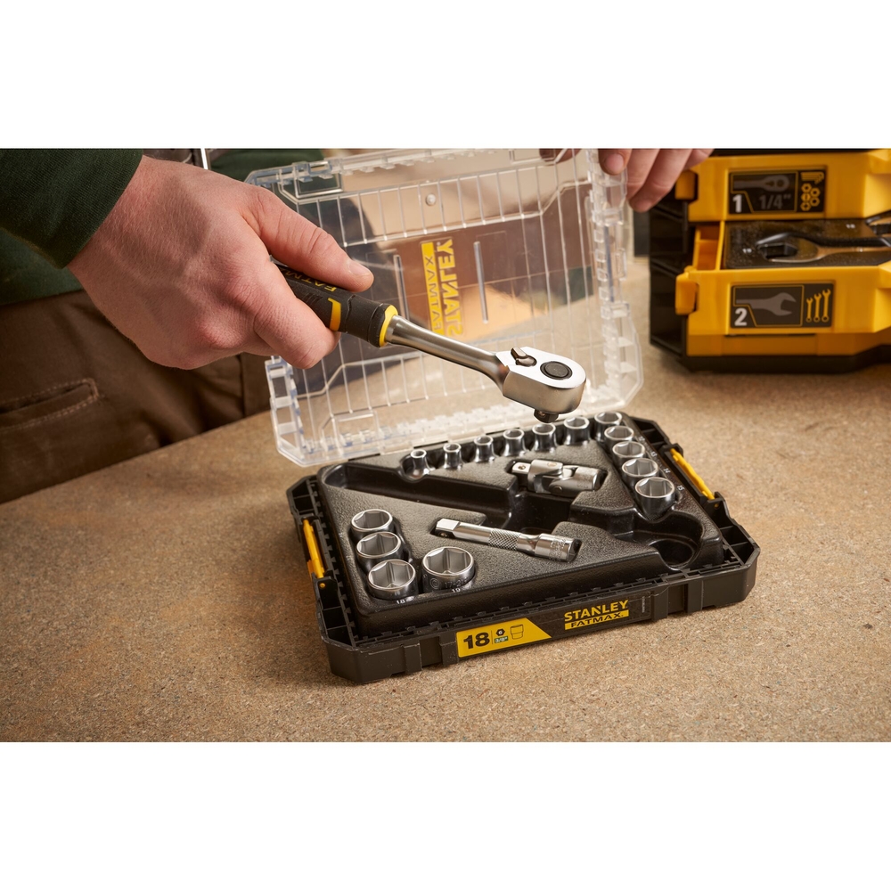 Coffret de douilles Stakbox M - 3/8’’ - jeu de 18 pièces - Fatmax - FMMT98102-0 - STANLEY FATMAX