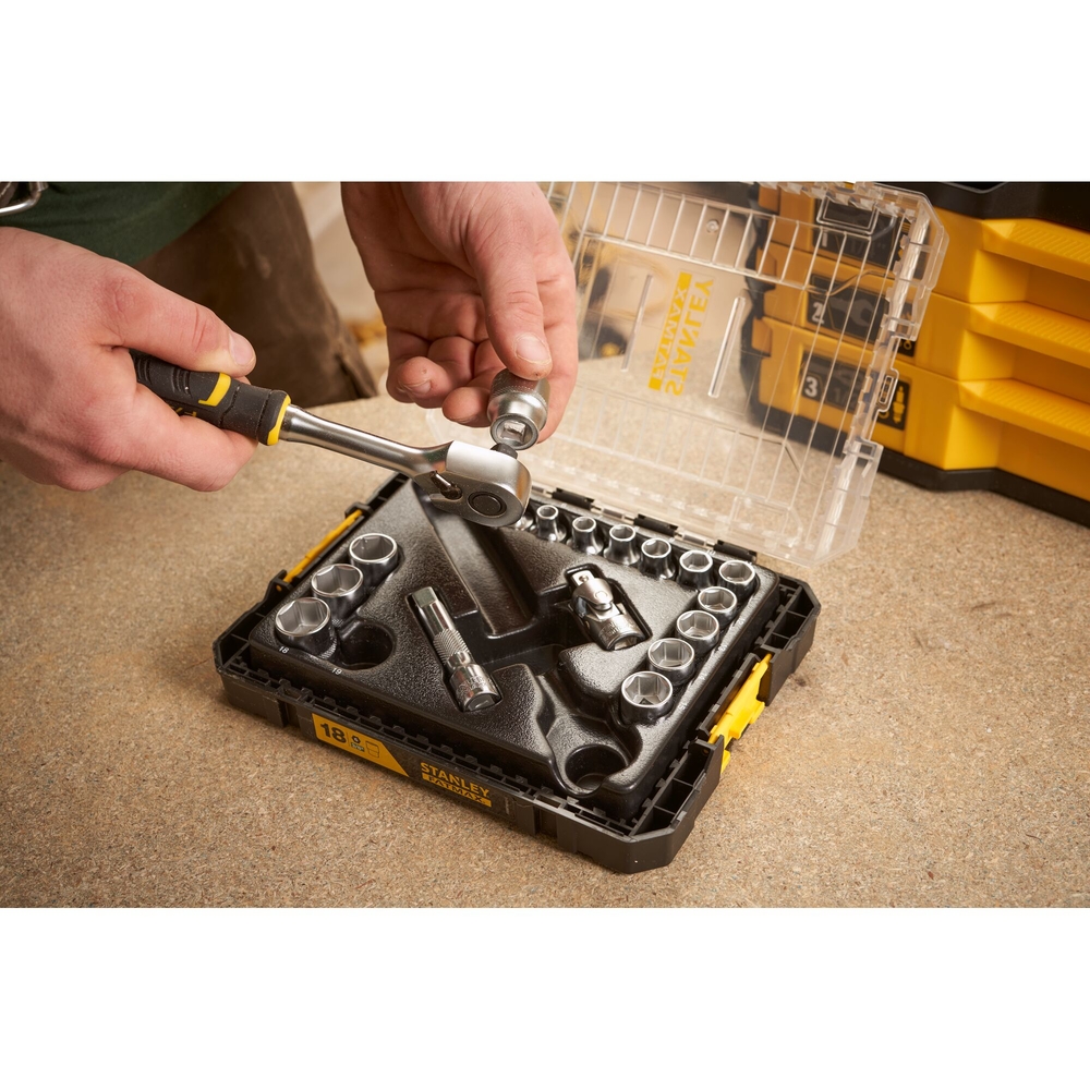 Coffret de douilles Stakbox M - 3/8’’ - jeu de 18 pièces - Fatmax - FMMT98102-0 - STANLEY FATMAX
