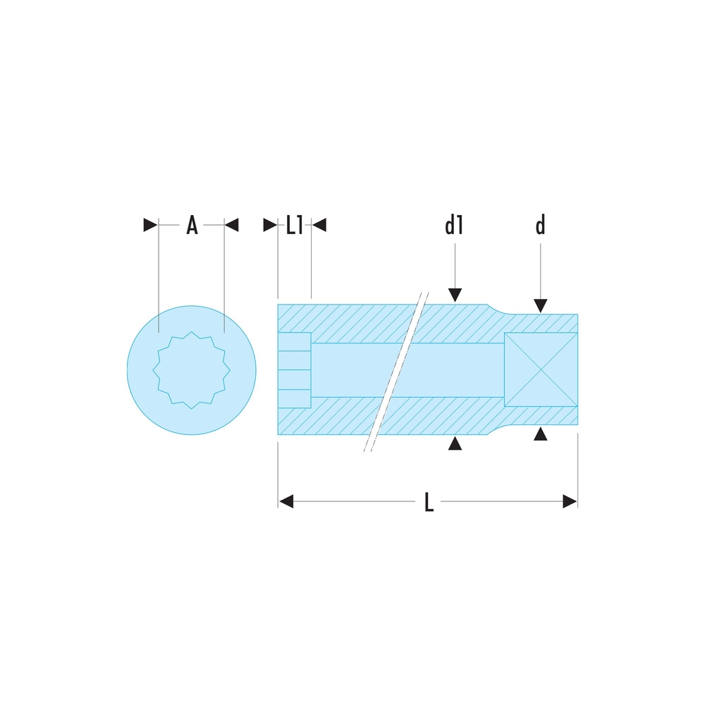 Douille 12 pans en pouces 3/8