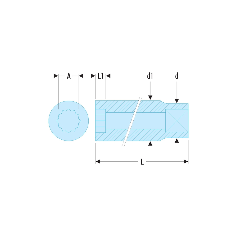 Douille 12 pans en pouces 3/8
