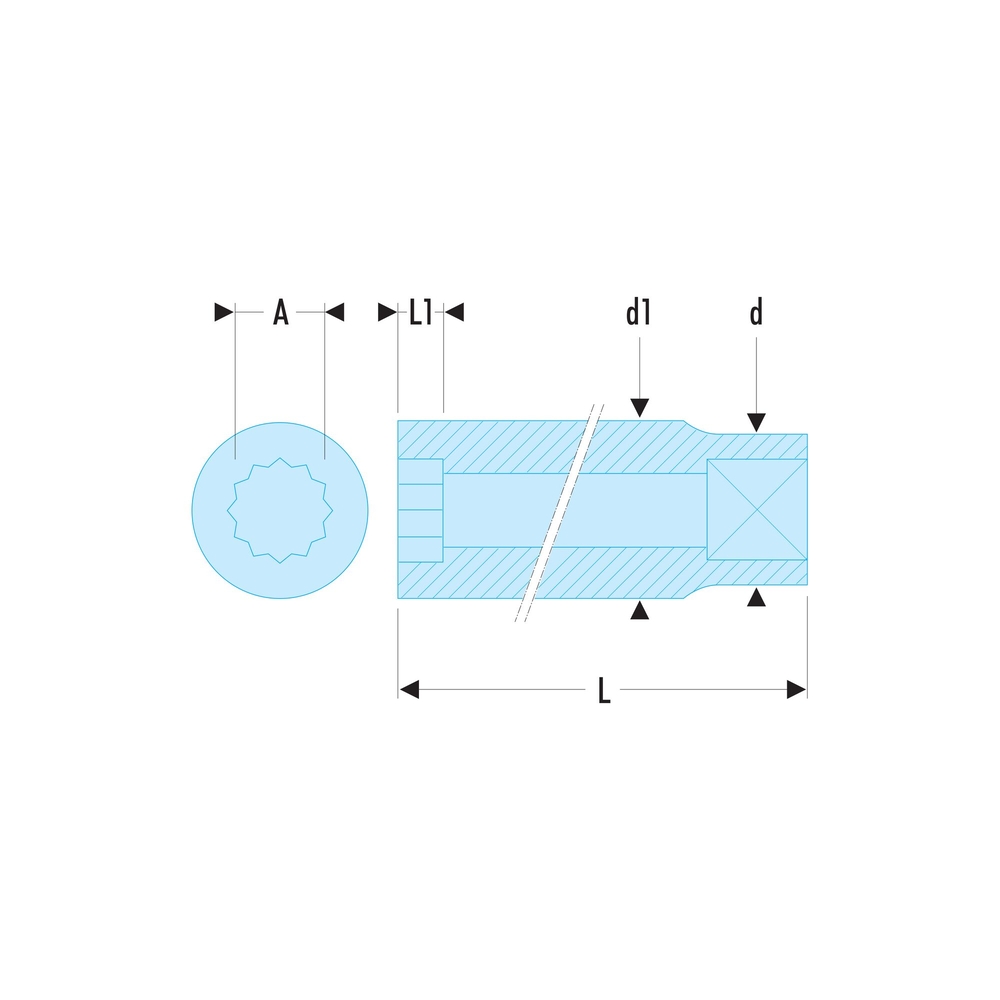 Douille 12 pans en pouces 3/8