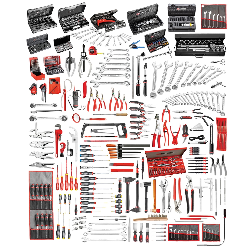 Sélection mécanicien 528 outils + servante 8 tiroirs - FACOM - JET8.M160A