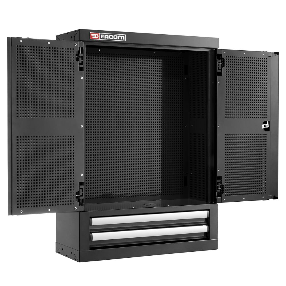Meuble haut simple 2 portes pleines 2 tiroirs noir - FACOM - JLS3-2202BS