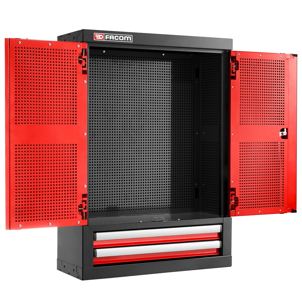 Meuble haut simple 2 portes pleines 2 tiroirs rouge - FACOM - JLS3-2202