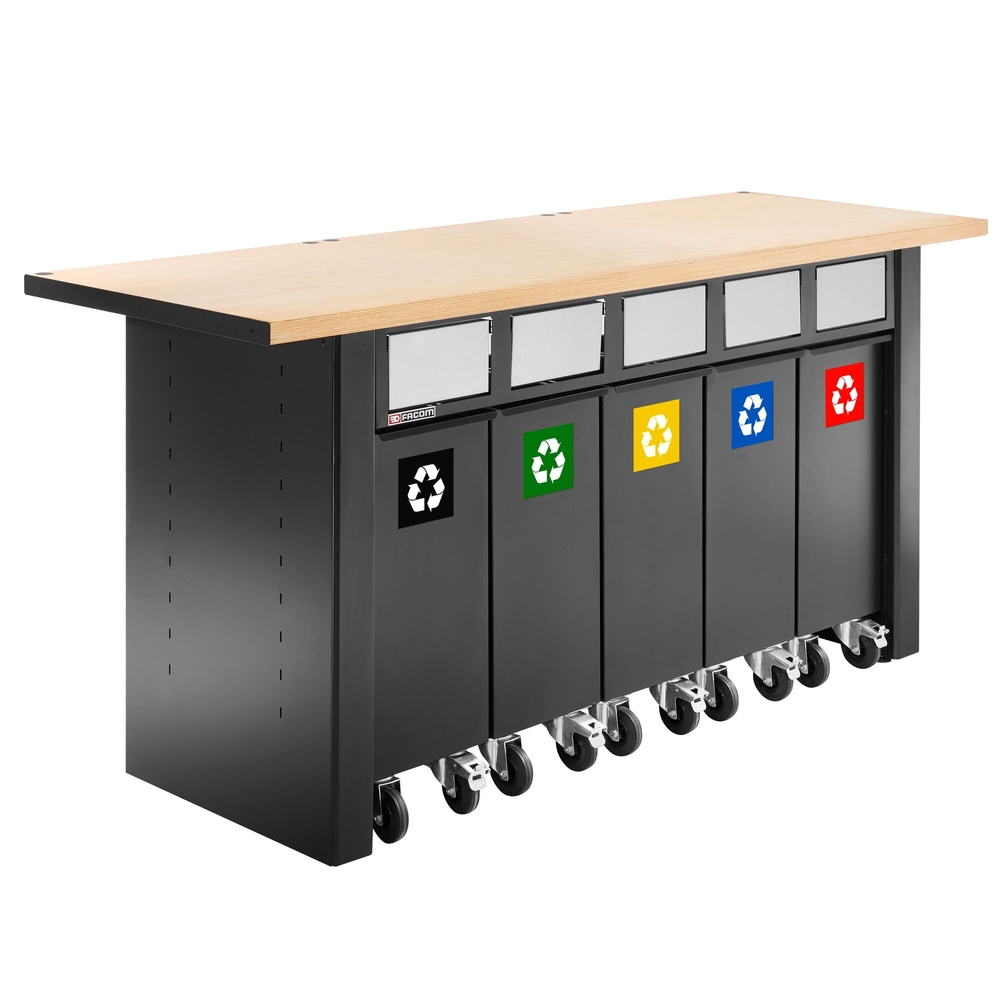 Set de 5 containeurs à déchets avec système de trappes - FACOM - JLS3-5BINS